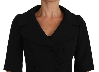 Dolce & Gabbana Black Virgin Wool Cropped Double-Breasted Blazer