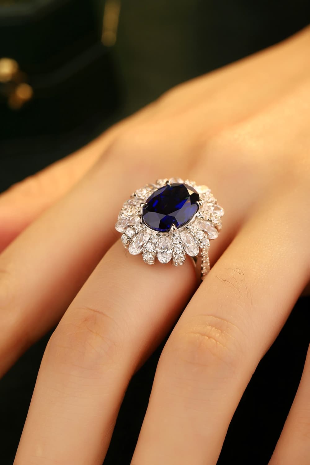 5 Carat Lab-Grown Sapphire Flower Shape Ring - Undeniably LUXE