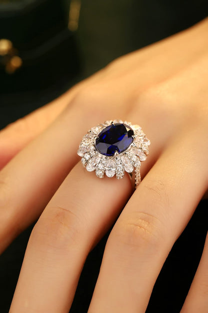 5 Carat Lab-Grown Sapphire Flower Shape Ring - Undeniably LUXE