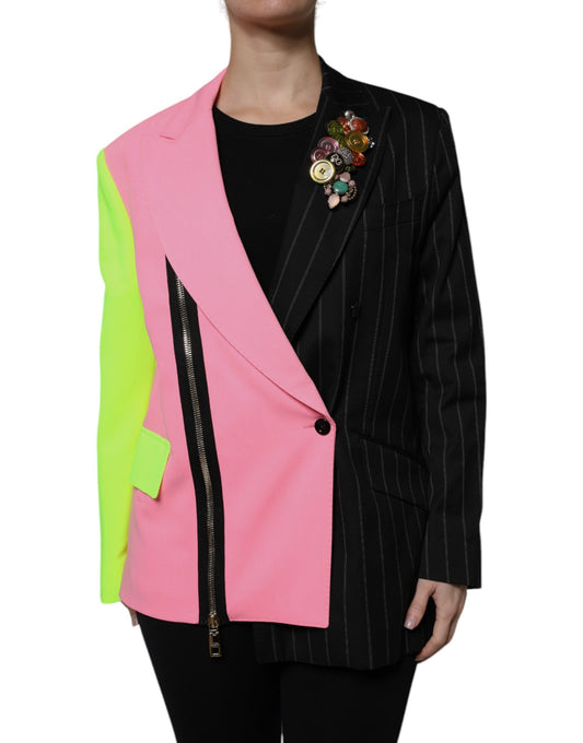 Dolce & Gabbana Multicolor Patchwork Embellished Coat Jacket