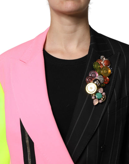 Dolce & Gabbana Multicolor Patchwork Embellished Coat Jacket