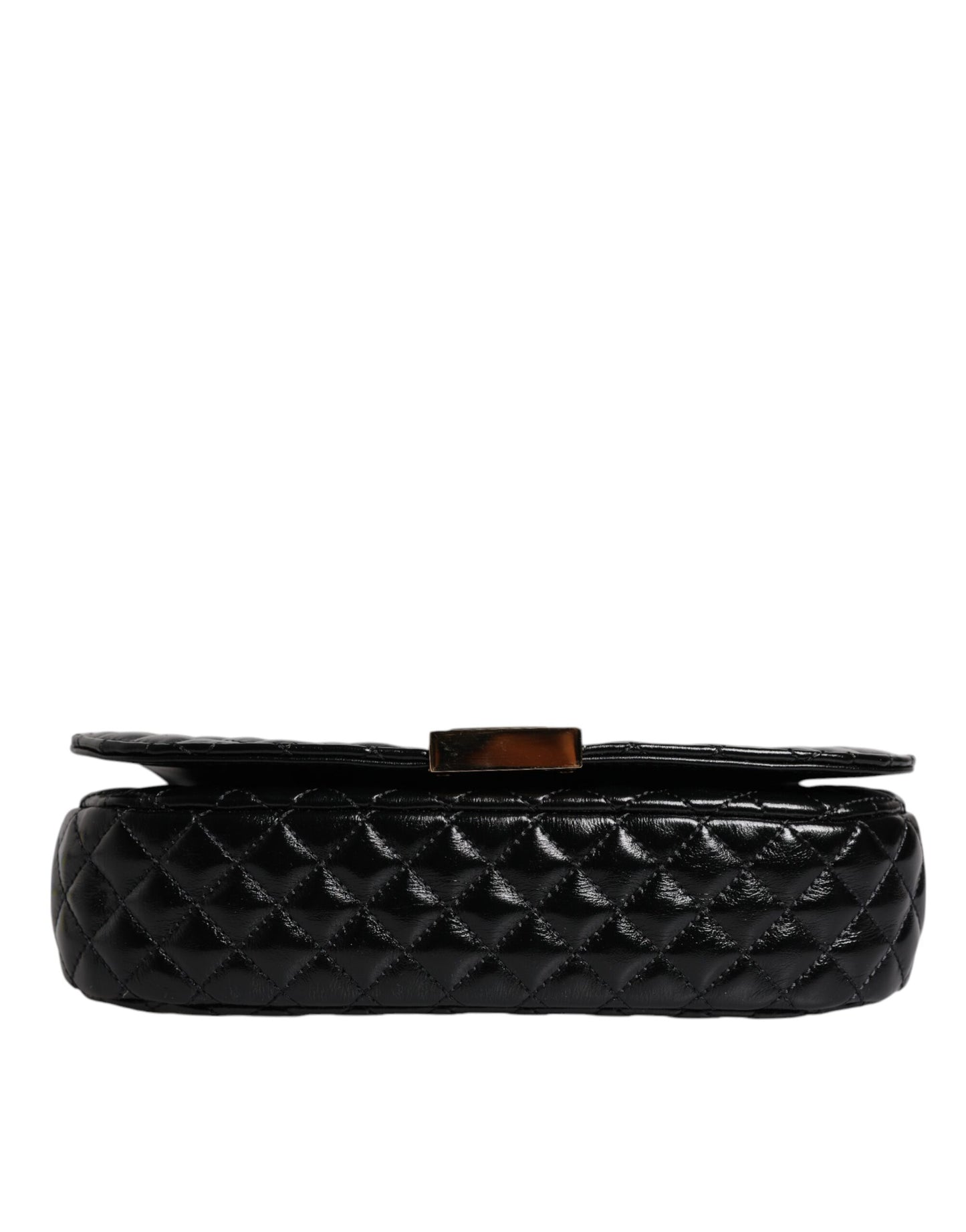 Black Calf Leather Quilted Shoulder Strap Bag