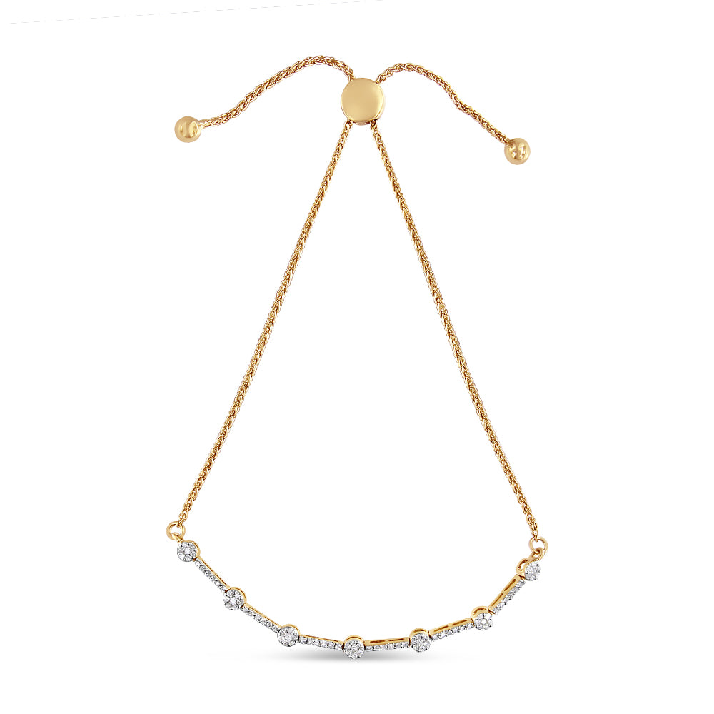 14K Gold Plated Sterling Silver Diamond Bolo Bracelet