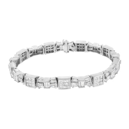 14K Yellow Gold Diamond Alternating Bow and Box Link Bracelet