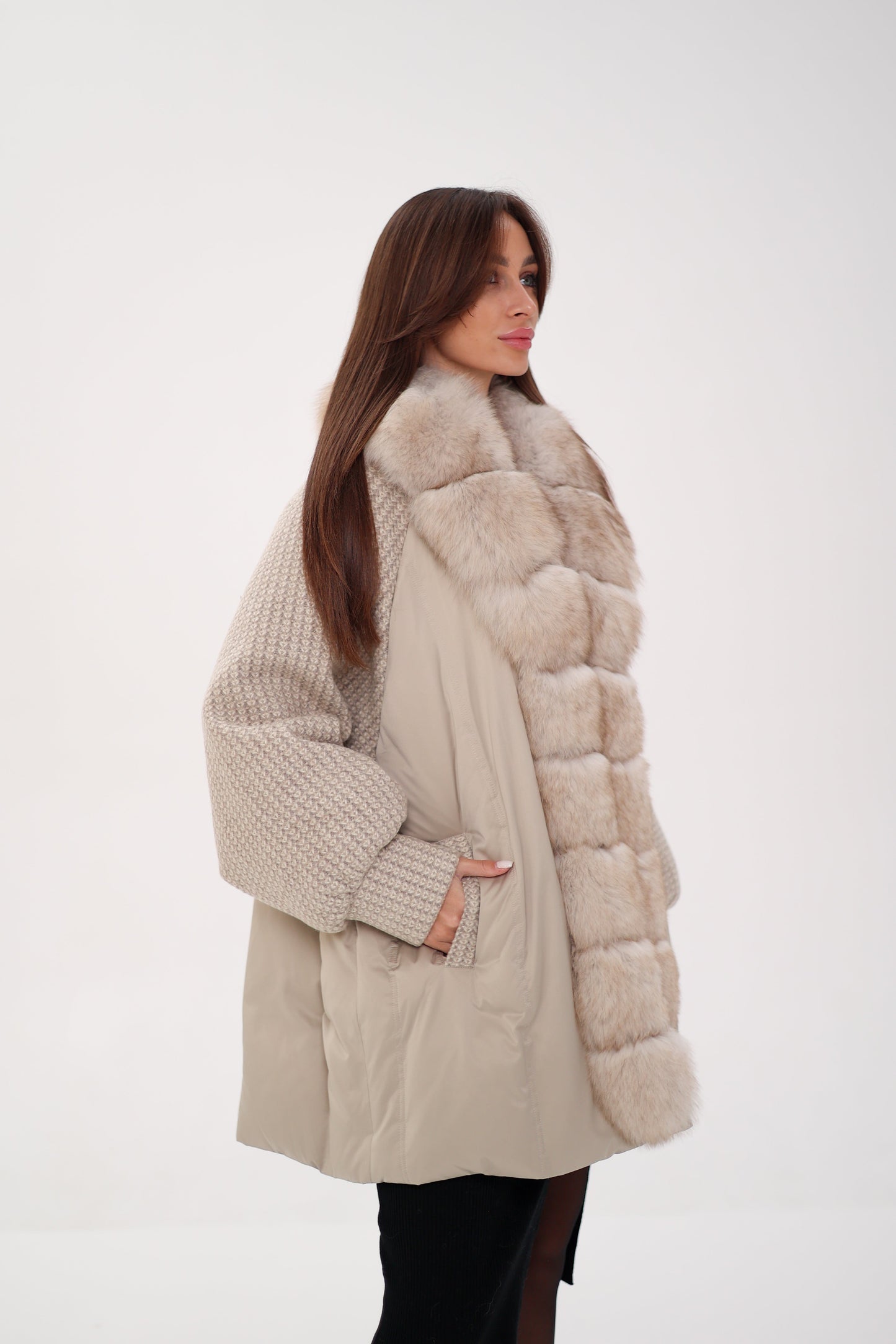 Polar Fox Boucle Down Coat