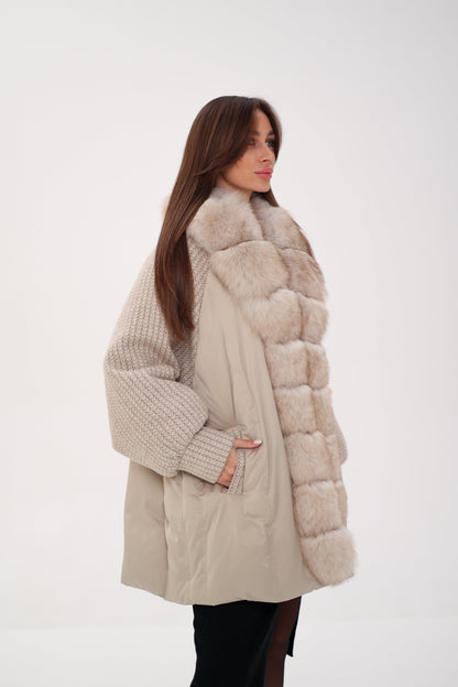 Polar Fox Boucle Down Coat