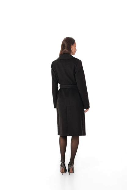 Zane Cashmere Wool Blend Overcoat in Black