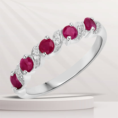 Sterling Silver Ruby and White Topaz Ring