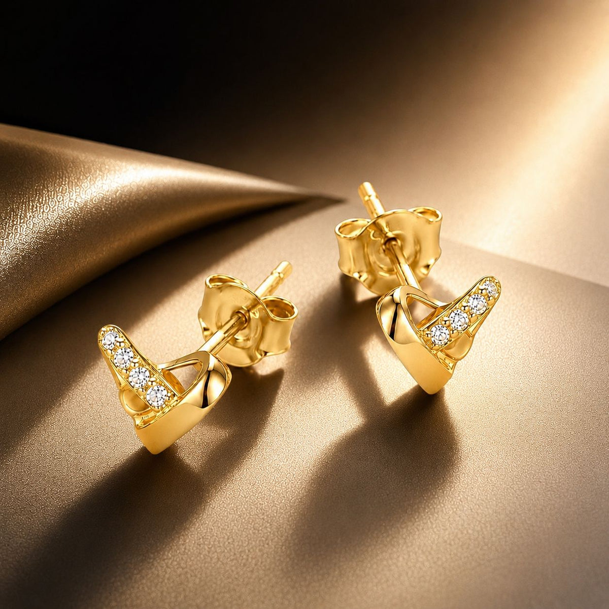 Gold Plated Sterling Silver Pavé CZ Stud Earrings