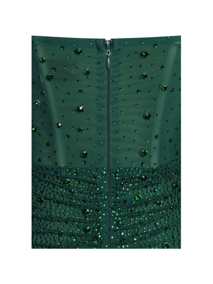 Fatima Green Crystal Sleeveless Corset Mermaid Maxi Dress