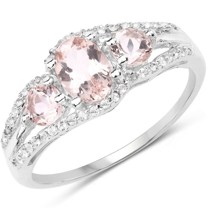 Sterling Silver Morganite & White Topaz Ring