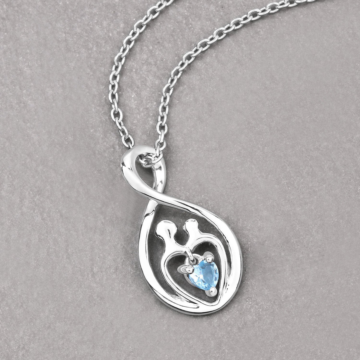 Sterling Silver Swiss Blue Topaz Heart Pendant