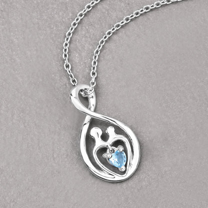 Sterling Silver Swiss Blue Topaz Heart Pendant