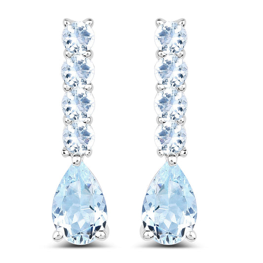 Sterling Silver Aquamarine Dangle Earrings