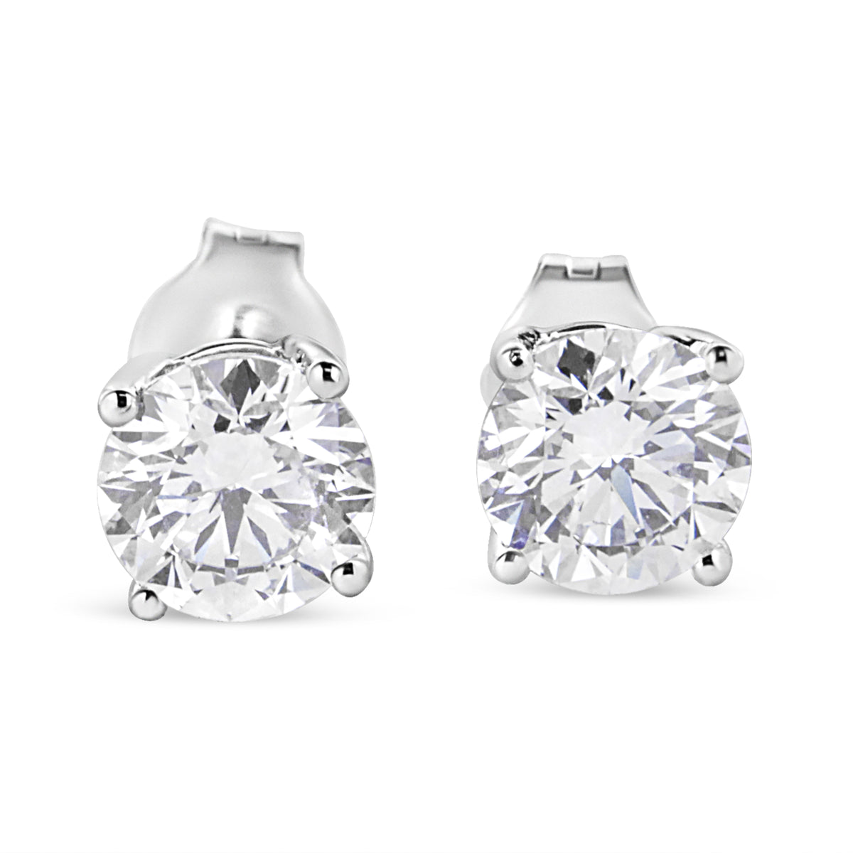 14K White Gold 1 3/4 Cttw Lab Grown Round Brilliant Diamond Solitaire Stud Earrings
