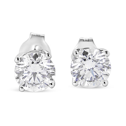 14K White Gold 1 3/4 Cttw Lab Grown Round Brilliant Diamond Solitaire Stud Earrings