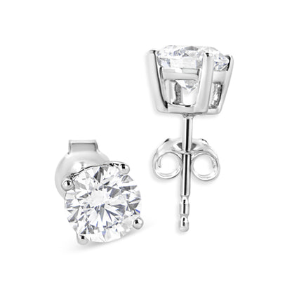 14K White Gold 1 3/4 Cttw Lab Grown Round Brilliant Diamond Solitaire Stud Earrings