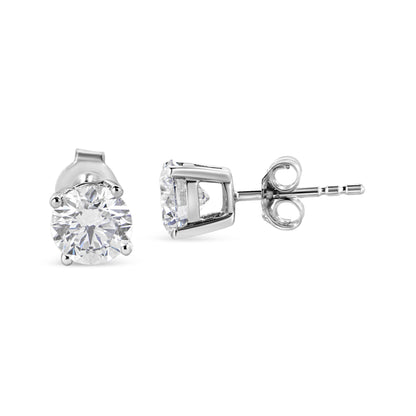 14K White Gold 1 3/4 Cttw Lab Grown Round Brilliant Diamond Solitaire Stud Earrings