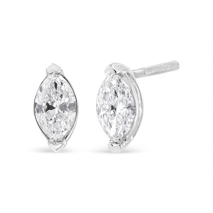14K White Gold Marquise Lab-Grown Diamond Solitaire Stud Earrings