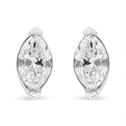 14K White Gold Marquise Lab-Grown Diamond Solitaire Stud Earrings