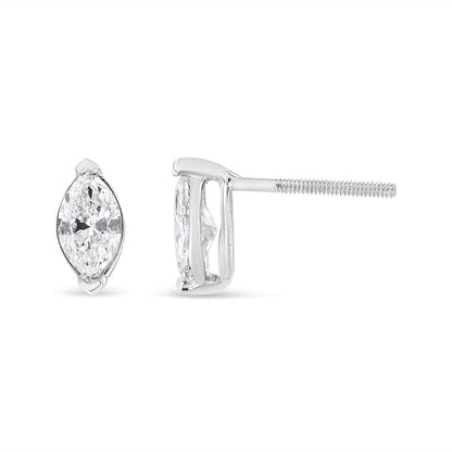 14K White Gold Marquise Lab-Grown Diamond Solitaire Stud Earrings