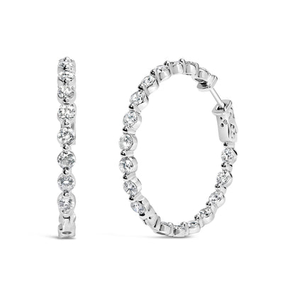 14K White Gold 5.00 Cttw Lab Grown Diamond Inside-Out Hoop Earring