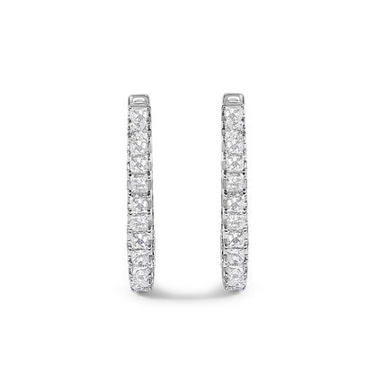 14K White Gold Princess Diamond Inside-Out Hoop Earrings