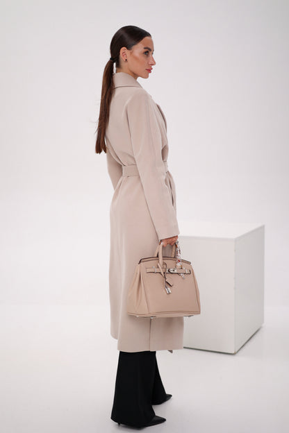 Cambridge Comfort Wraparound Wool Cashmere Coat Nude