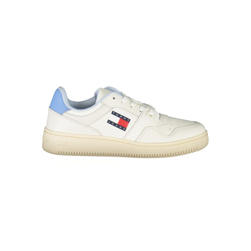 White Polyurethane Women Sneaker