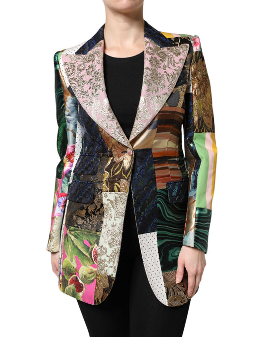 Dolce & Gabbana Multicolor Floral Patchwork Jacquard Jacket