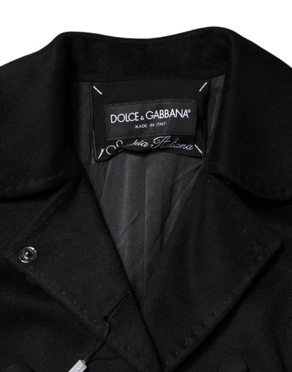 Dolce & Gabbana Black Virgin Wool Double-Breasted Blazer