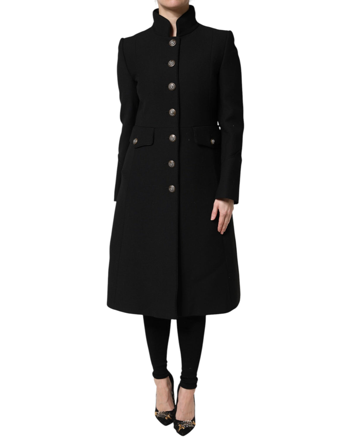 Dolce & Gabbana Black Wool Single Breasted Trench Coat Jacket II