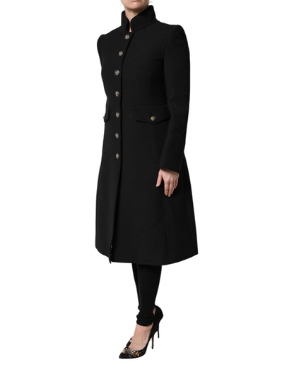 Dolce & Gabbana Black Wool Single Breasted Trench Coat Jacket II