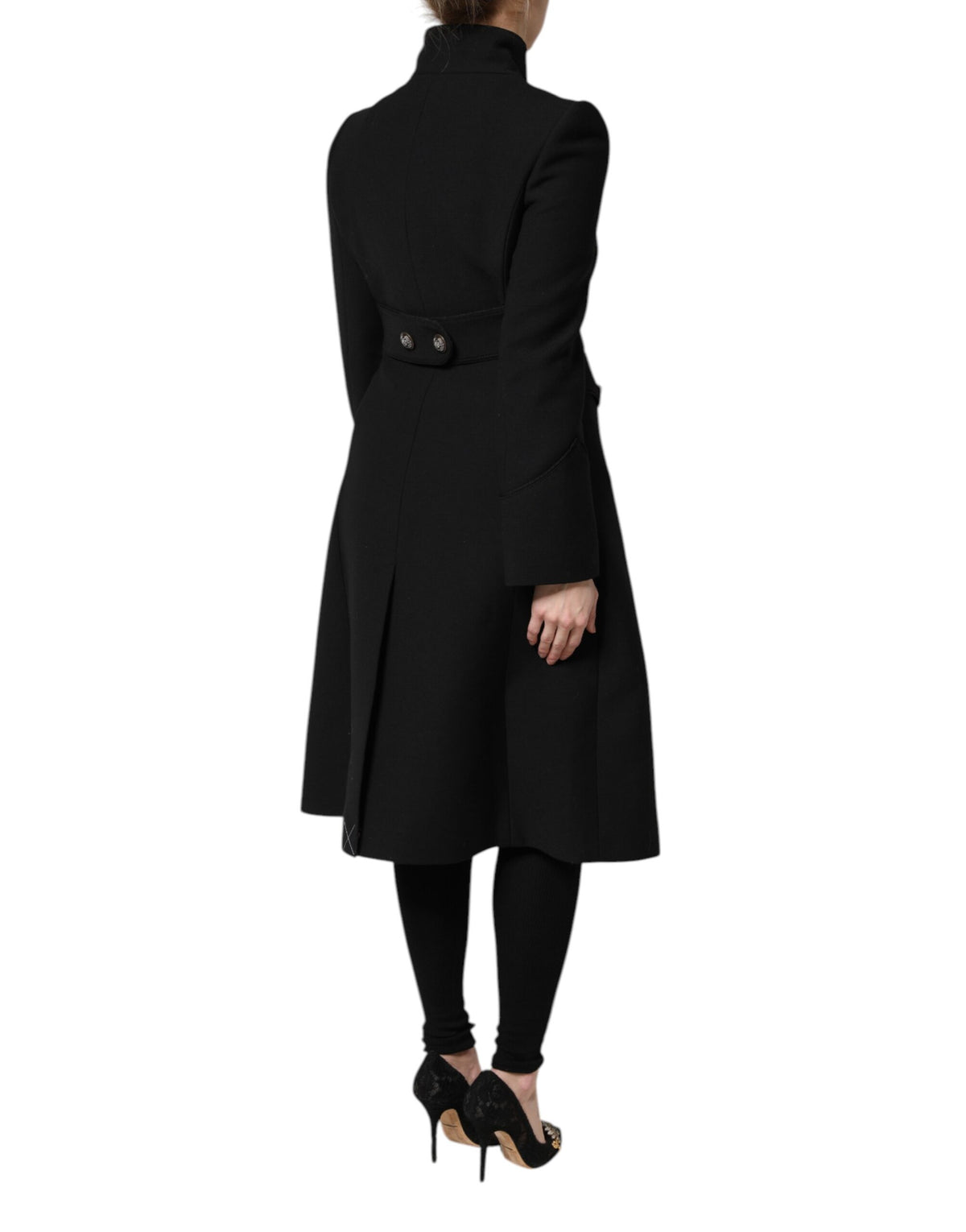 Dolce & Gabbana Black Wool Single Breasted Trench Coat Jacket II
