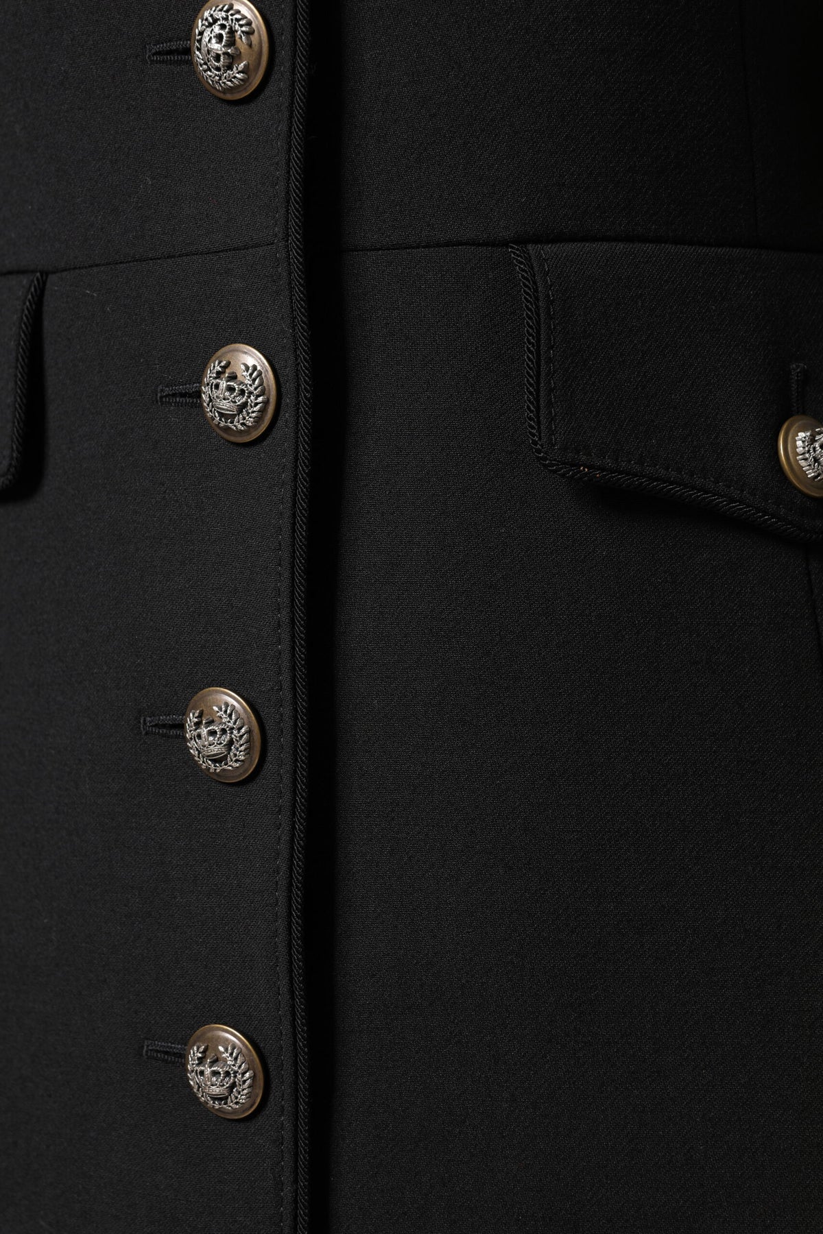 Dolce & Gabbana Black Wool Single Breasted Trench Coat Jacket II