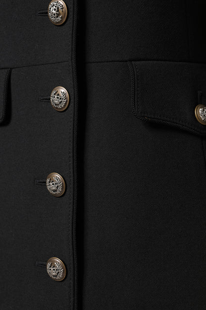 Dolce & Gabbana Black Wool Single Breasted Trench Coat Jacket II