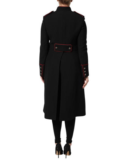 Dolce & Gabbana Black Wool Single Breasted Trench Coat Jacket