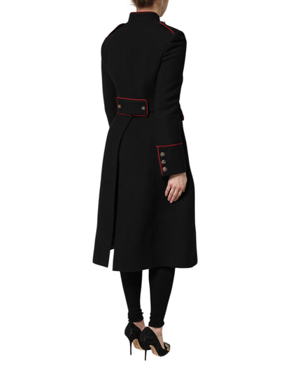 Dolce & Gabbana Black Wool Single Breasted Trench Coat Jacket
