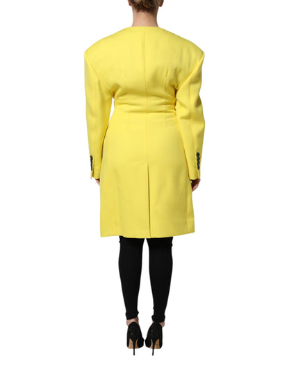 Dolce & Gabbana Yellow Double Breasted Trench Coat Jacket