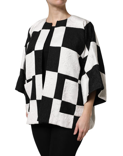 Dolce & Gabbana Black & White Damier Patchwork Jacquard Blazer