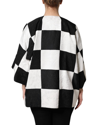 Dolce & Gabbana Black & White Damier Patchwork Jacquard Blazer