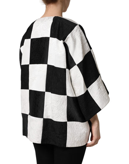 Dolce & Gabbana Black & White Damier Patchwork Jacquard Blazer