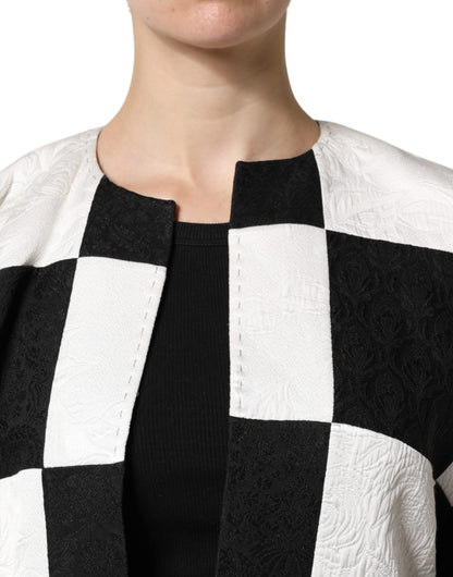 Dolce & Gabbana Black & White Damier Patchwork Jacquard Blazer