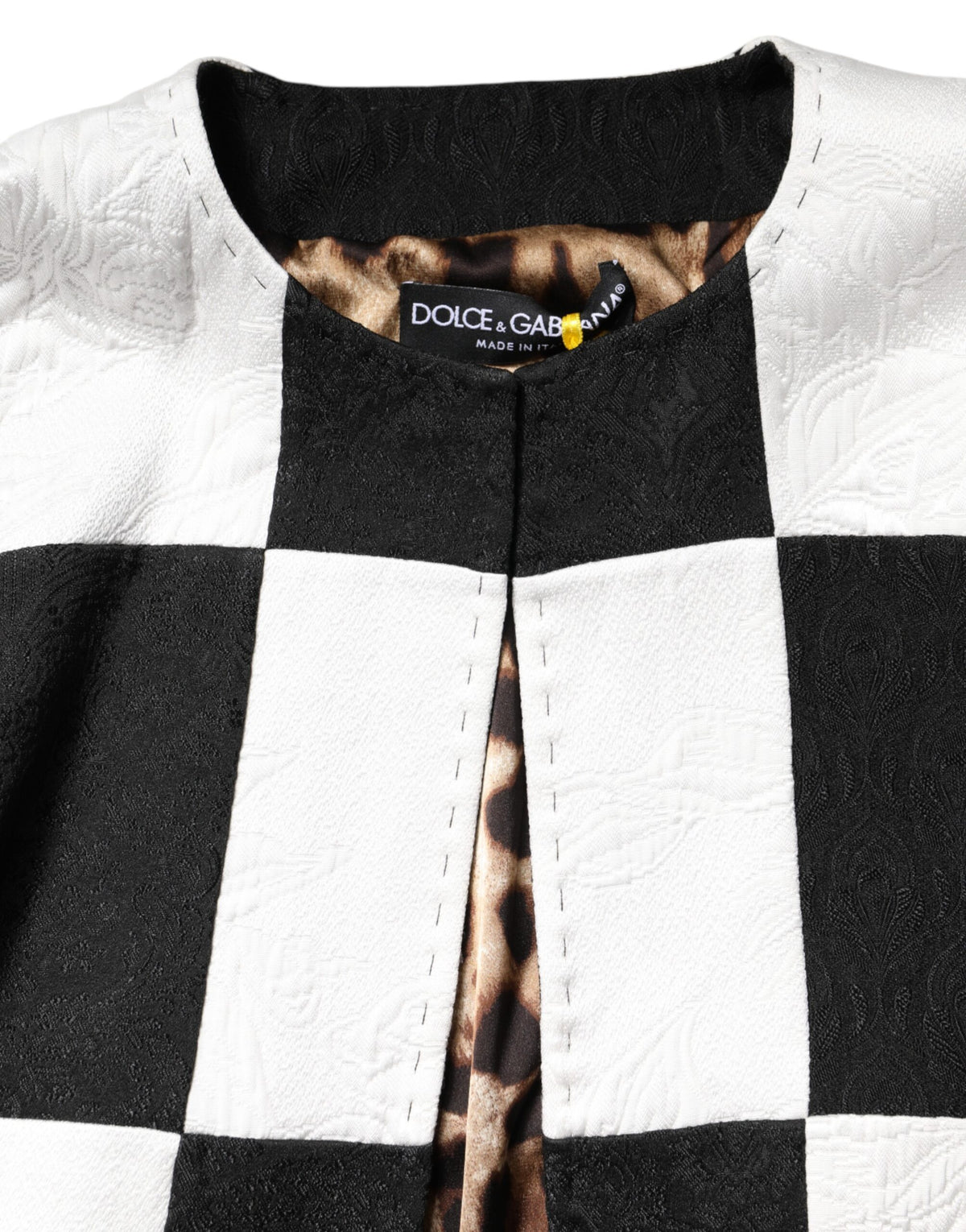 Dolce & Gabbana Black & White Damier Patchwork Jacquard Blazer