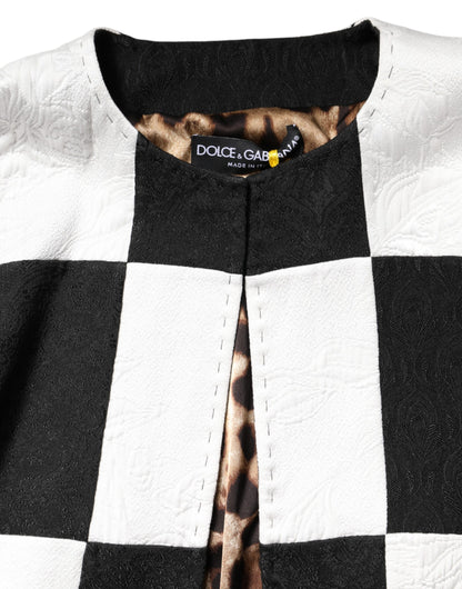 Dolce & Gabbana Black & White Damier Patchwork Jacquard Blazer