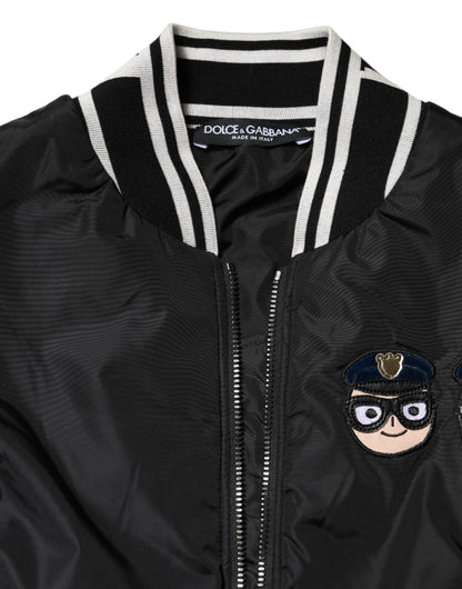 Dolce & Gabbana Black Nylon #DGFamily Full Zip Bomber Jacket