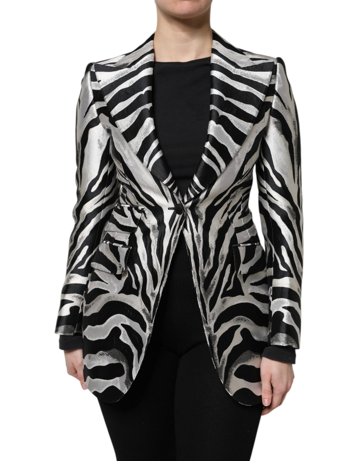 Dolce & Gabbana Black and Silver Zebra Blazer
