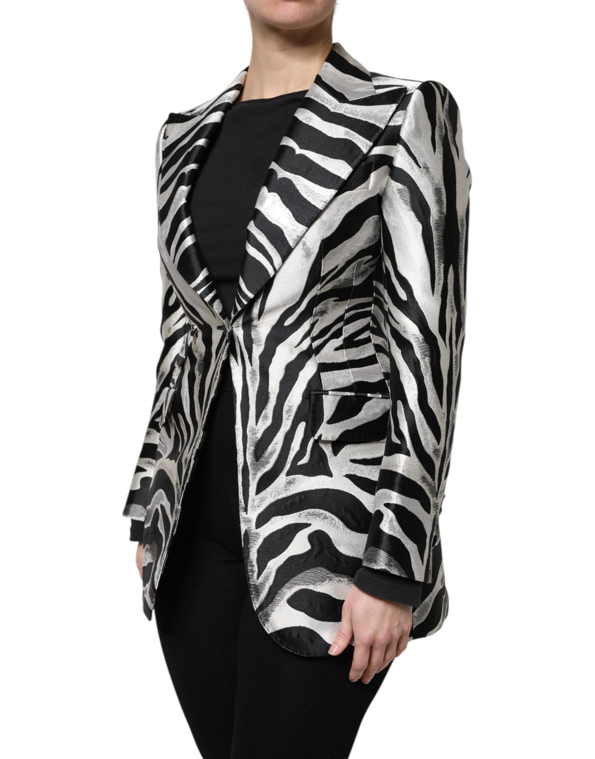 Dolce & Gabbana Black and Silver Zebra Blazer