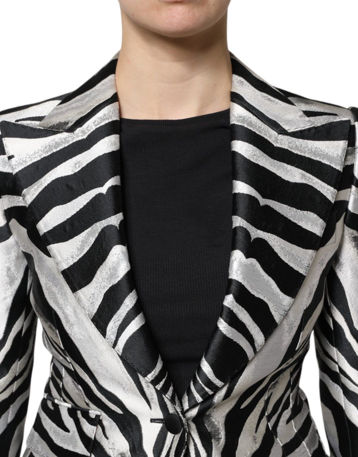 Dolce & Gabbana Black and Silver Zebra Blazer