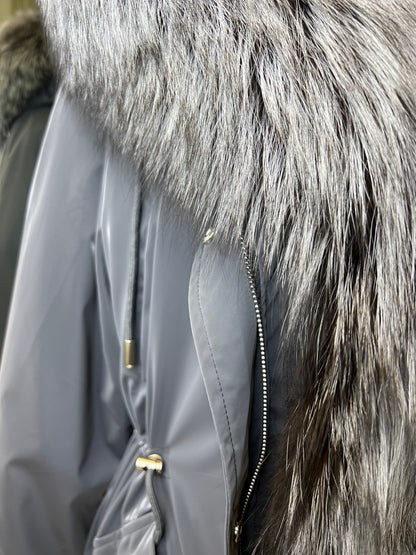 Silver Fox Fully Lined Hood Rabbit Insulated Parka